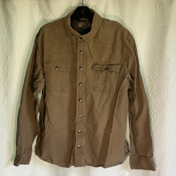 Men's Brown Casual thick  Button Down work Shirt - Picture 1 of 8